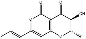(2S)-2,3-ジヒドロ-3α-ヒドロキシ-2β-メチル-7-[(E)-1-プロペニル]-4H,5H-ピラノ[4,3-b]ピラン-4,5-ジオン 化学構造式