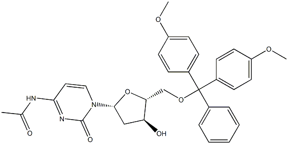 N-乙酰基-5'-O-(4,4'-二甲氧基三苯甲基)-2'-脱氧胞苷 结构式