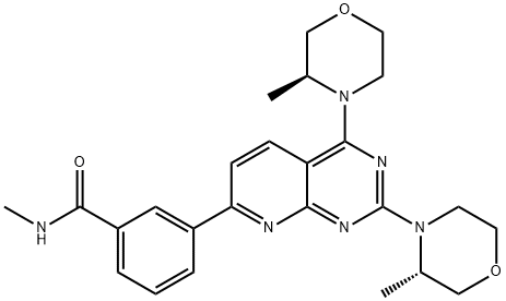 3-[2,4-Bis((3S)-3-methylmorpholin-4-yl)pyrido[5,6-e]pyrimidin-7-yl]-N-methylbenzamide Struktur