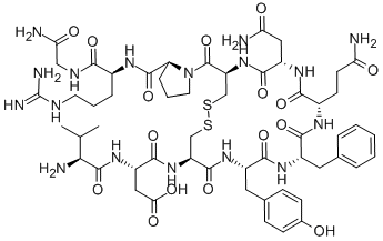 H-VAL-ASP-CYS-TYR-PHE-GLN-ASN-CYS-PRO-ARG-GLY-NH2|VAL-ASP-CYS-TYR-PHE-GLN-ASN-CYS-PRO-ARG-GLY-NH2 (DISULFIDE BRIDGE: CYS3-CYS8)