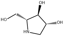 (2R)-2α-(ヒドロキシメチル)ピロリジン-3β,4α-ジオール 化学構造式