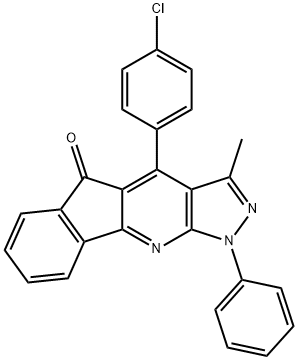 4-(4-CHLORO-PHENYL)-3-METHYL-1-PHENYL-1H-INDENO[1,2-B]PYRAZOLO[4,3-E]PYRIDIN-5-ONE 化学構造式