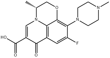 (3R)-9-フルオロ-2,3-ジヒドロ-3β-メチル-10-(4-メチル-1-ピペラジニル)-7-オキソ-7H-ピリド[1,2,3-de]-1,4-ベンゾオキサジン-6-カルボン酸 化学構造式