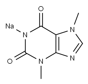 3,7-ジヒドロ-3,7-ジメチル-1H-プリン-2,6-ジオン・ナトリウム 化学構造式