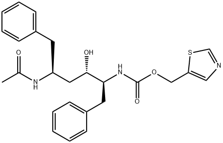 N-[(1S,2S,4S)-4-(アセチルアミノ)-1-ベンジル-2-ヒドロキシ-5-フェニルペンチル]カルバミン酸1,3-チアゾール-5-イルメチル 化学構造式