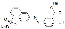 2-Hydroxy-5-[(5-sulfo-2-naphthalenyl)azo]benzoic acid disodium salt Struktur
