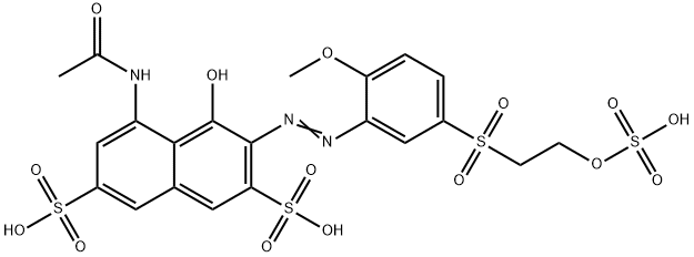 5-(acetylamino)-4-hydroxy-3-[[2-methoxy-5-[[2-(sulphooxy)ethyl]sulphonyl]phenyl]azo]naphthalene-2,7-disulphonic acid Struktur