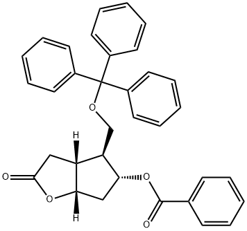 (-)-3-OXO-6-BETA-TRITYLOXYMETHYL-7-ALPHA-BENZOYL-OXY-2-OXABICYCLO[3.3.0!OCTANE Struktur