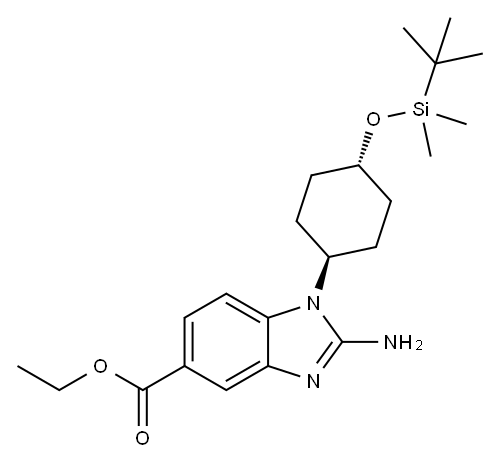 1H-BenziMidazole-5-carboxylic acid, 2-aMino-1-[trans-4-[[(1,1-diMethylethyl)diMethylsilyl]oxy]cyclohexyl]-, ethyl ester Structure