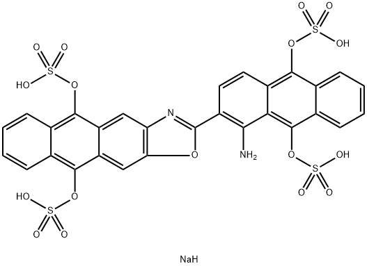 2-[1-氨基-9,10-二磺酰氧基-2-蒽基]蒽并[2,3-D]恶唑-5,10-二醇二(硫酸氢)酯四钠盐 结构式