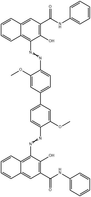 4,4'-[(3,3'-dimethoxy[1,1'-biphenyl]-4,4'-diyl)bis(azo)]bis[3-hydroxy-N-phenylnaphthalene-2-carboxamide] Structure