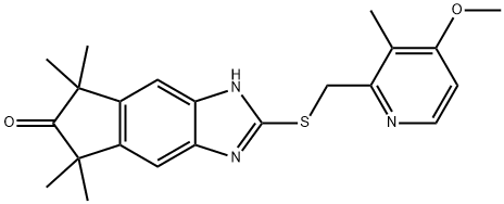 5,7-ジヒドロ-2-[(4-メトキシ-3-メチル-2-ピリジニル)メチルチオ]-5,5,7,7-テトラメチルインデノ[5,6-d]イミダゾール-6(1H)-オン 化学構造式