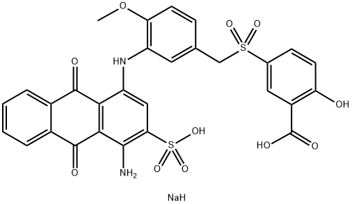 5-[[[3-[[(4-アミノ-9,10-ジヒドロ-9,10-ジオキソ-3-スルホアントラセン)-1-イル]アミノ]-4-メトキシフェニル]メチル]スルホニル]-2-ヒドロキシ安息香酸二ナトリウム 化学構造式