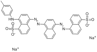 8-(4-メチルフェニルアミノ)-5-[4-[5-(ソジオスルホ)-1-ナフタレニルアゾ]-1-ナフタレニルアゾ]-1-ナフタレンスルホン酸ナトリウム 化学構造式