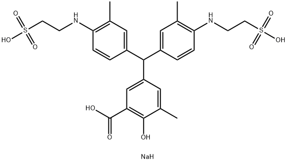 2-Hydroxy-3-methyl-5-[bis[3-methyl-4-[N-[2-(sodiosulfo)ethyl]amino]phenyl]methyl]benzoic acid Struktur