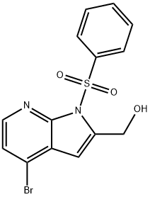 1H-Pyrrolo[2,3-b]pyridine-2-Methanol, 4-broMo-1-(phenylsulfonyl)- Struktur