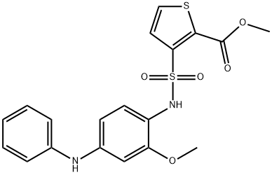 3-[[2-メトキシ-4-(フェニルアミノ)フェニル]アミノスルホニル]-2-チオフェンカルボン酸メチル 化学構造式