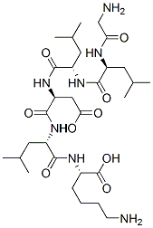 (2S)-6-amino-2-[[(2S)-2-[[(2S)-2-[[(2S)-2-[[(2S)-2-[(2-aminoacetyl)ami no]-4-methyl-pentanoyl]amino]-4-methyl-pentanoyl]amino]-3-carboxy-prop anoyl]amino]-4-methyl-pentanoyl]amino]hexanoic acid Struktur