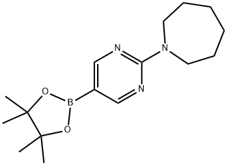 2-(高哌啶-1-基)嘧啶-5-硼酸嚬哪醇酯 结构式