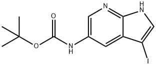 3-ヨード-1H-ピロロ[2,3-B]ピリジン-5-イルカルバミン酸TERT-ブチル 化学構造式