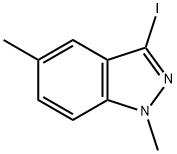 3-ヨード-1,5-ジメチル-1H-インダゾール 化学構造式