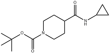4-(环丙基氨基甲酰基)哌啶-1-羧酸叔丁酯,1016743-04-6,结构式