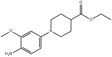 1-(4-アミノ-3-メトキシフェニル)-4-ピペリジンカルボン酸エチル 化学構造式