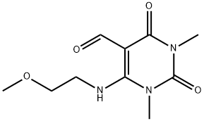 6-[(2-Methoxyethyl)aMino]-1,3-diMethyl-2,4-dioxo-1,2,3,4-tetrahydro-5-pyriMidinecarboxaldehyde, 96% Structure