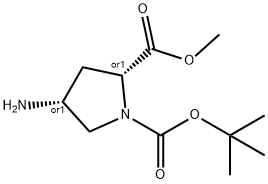 (2R,4R)-REL-4-氨基-1,2-吡咯烷二羧酸 1-叔丁酯 2-甲酯, 1018667-18-9, 结构式