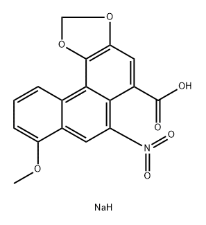 8-メトキシ-6-ニトロフェナントロ[3,4-d]-1,3-ジオキソール-5-カルボン酸ナトリウム 化学構造式
