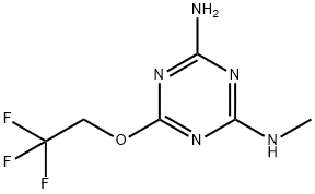 N-メチル-6-(2,2,2-トリフルオロエトキシ)-1,3,5-トリアジン-2,4-ジアミン 化学構造式