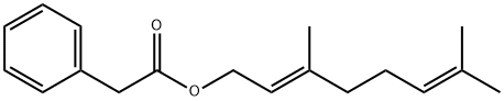 (E)-苯乙酸-3,7-二甲-2,6-辛二烯醇酯, 102-22-7, 结构式