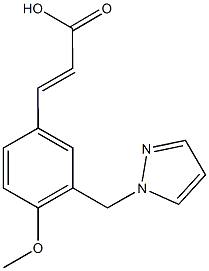 (E)-3-(3-((1H-吡唑-1-基)甲基)-4-甲氧基苯基)丙烯酸, 1020050-87-6, 结构式