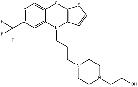 4-[3-[6-トリフルオロメチル-4H-チエノ[2,3-b][1,4]ベンゾチアジン-4-イル]プロピル]ピペラジン-1-エタノール 化学構造式
