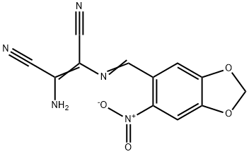 (Z)-2-amino-3-{[(E)-(6-nitro-1,3-benzodioxol-5-yl)methylidene]amino}-2-butenedinitrile Structure