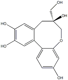(7S)-3,7,10,11-テトラヒドロキシ-7,8-ジヒドロ-6H-ジベンゾ[b,d]オキソシン-7-メタノール 化学構造式