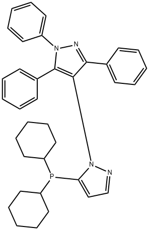 5-(ジシクロヘキシルホスフィノ)-1',3',5'-トリフェニル-1'H-[1,4']ビピリアゾール 化学構造式