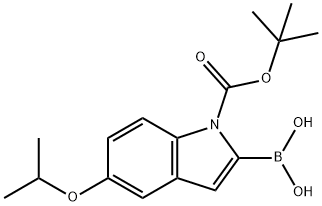 1H-Indole-1-carboxylic acid, 2-borono-5-(1-methylethoxy)-, 1-(1,1-dimethylethyl) ester Structure