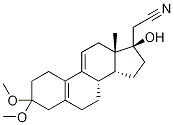 (17ALPHA)-17-羟基-3,3-二甲氧基-19-去甲孕甾-5(10),9(11)-二烯-21-腈 结构式