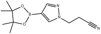 4-(4,4,5,5-テトラメチル-1,3,2-ジオキサボロラン-2-イル)-1H-ピラゾール-1-プロパンニトリル 化学構造式