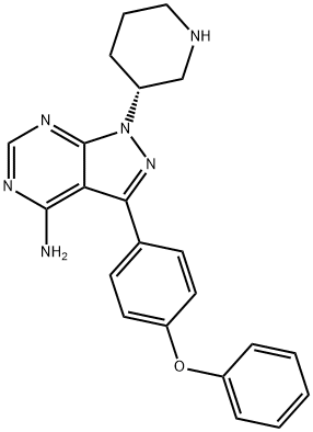 (R)-3-(4-フェノキシフェニル)-1-(ピペリジン-3-イル)-1H-ピラゾロ[3,4-D]ピリミジン-4-アミン 化学構造式