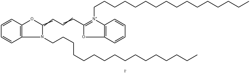 3-十六烷基-2-[3-(3-十六烷基-2(3H)-苯并恶唑亚基)-1-丙烯基]苯并恶唑碘化物, 102247-42-7, 结构式