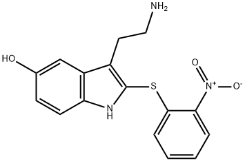 3-(2-Amino-ethyl)-2-(2-nitro-phenylsulfanyl)-1H-indol-5-ol Struktur