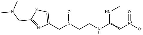 N-[2-[[[2-[(ジメチルアミノ)メチル]-4-チアゾリル]メチル]スルフィニル]エチル]-N'-メチル-2-ニトロ-1,1-エテンジアミン 化学構造式