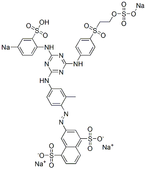 3-[[2-Methyl-4-[[4-[[4-[[2-(sodiosulfooxy)ethyl]sulfonyl]phenyl]amino]-6-[(4-sodiosulfophenyl)amino]-1,3,5-triazin-2-yl]amino]phenyl]azo]-1,5-naphthalenedisulfonic acid disodium salt Structure