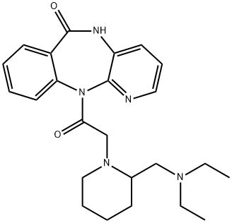 11-((2-((二乙氨基)甲基)-1-哌啶基)乙酰基)-5,11-二氢-(6H)-吡啶并[2.3-B][1.4]苯并二氮杂-6-酮, 102394-31-0, 结构式