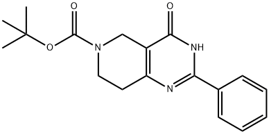 Pyrido[4,3-d]pyriMidine-6(4H)-carboxylic acid, 3,5,7,8-tetrahydro-4-oxo-2-phenyl-, 1,1-diMethylethyl ester 结构式