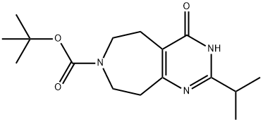 tert-butyl 2-isopropyl-4-oxo-5,6,8,9-tetrahydro-3H-pyriMido[4,5-d]azepine-7(4H)-carboxylate Struktur