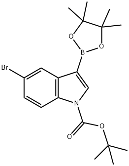 tert-Butyl 5-bromo-3-(4,4,5,5-tetramethyl-1,3,2-dioxaborolan-2-yl)-1H-indole-1-carboxylate Struktur