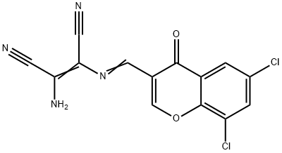 (Z)-2-amino-3-{[(E)-(6,8-dichloro-4-oxo-4H-chromen-3-yl)methylidene]amino}-2-butenedinitrile Structure